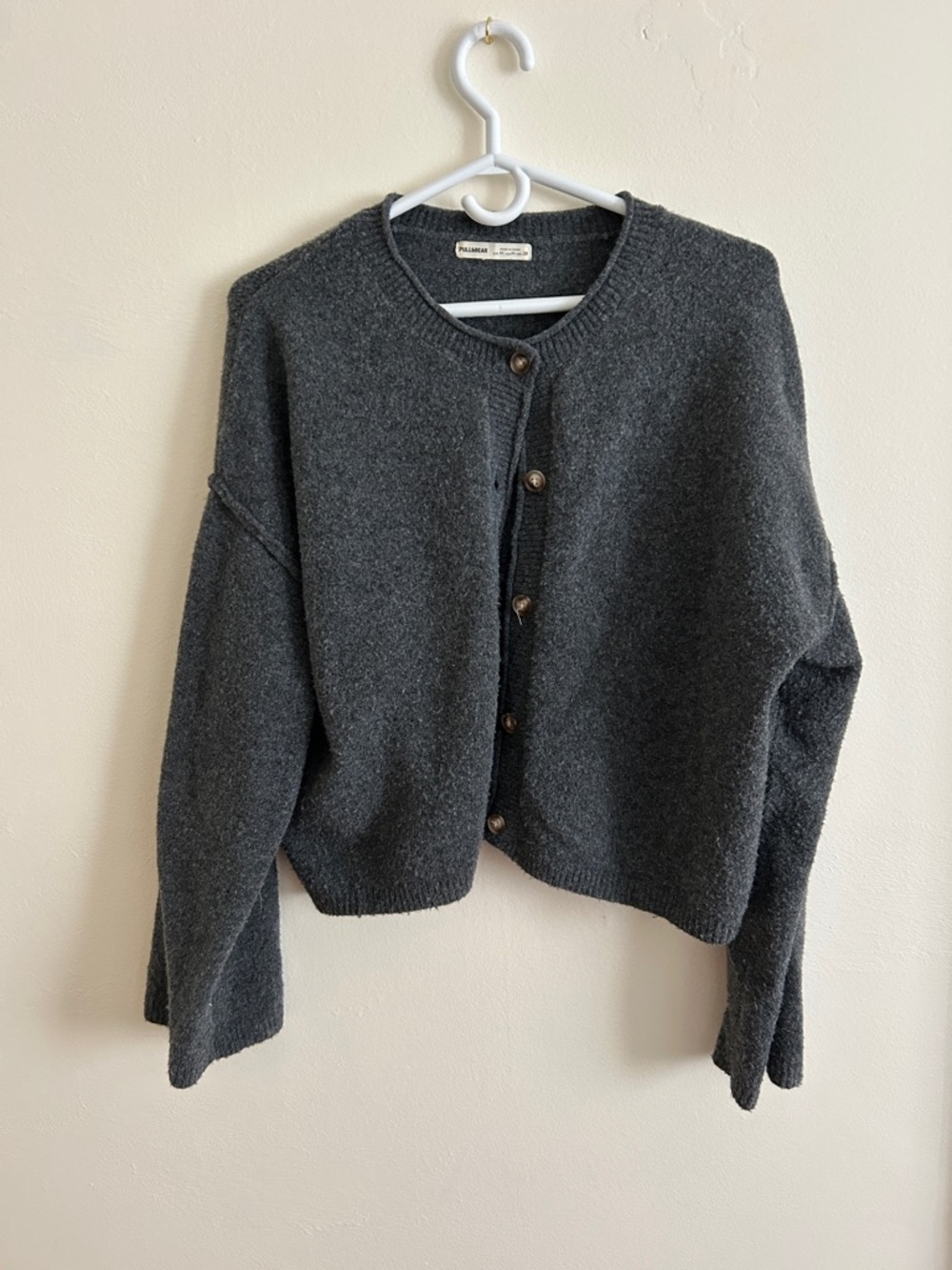 Pull&Bear Dark Charcoal Button-Front Women's Cardigan